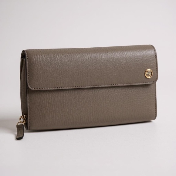 GUCCI Betty Leather Zip-Around Taupe Organizer Wallet ✨ - Picture 1 of 8